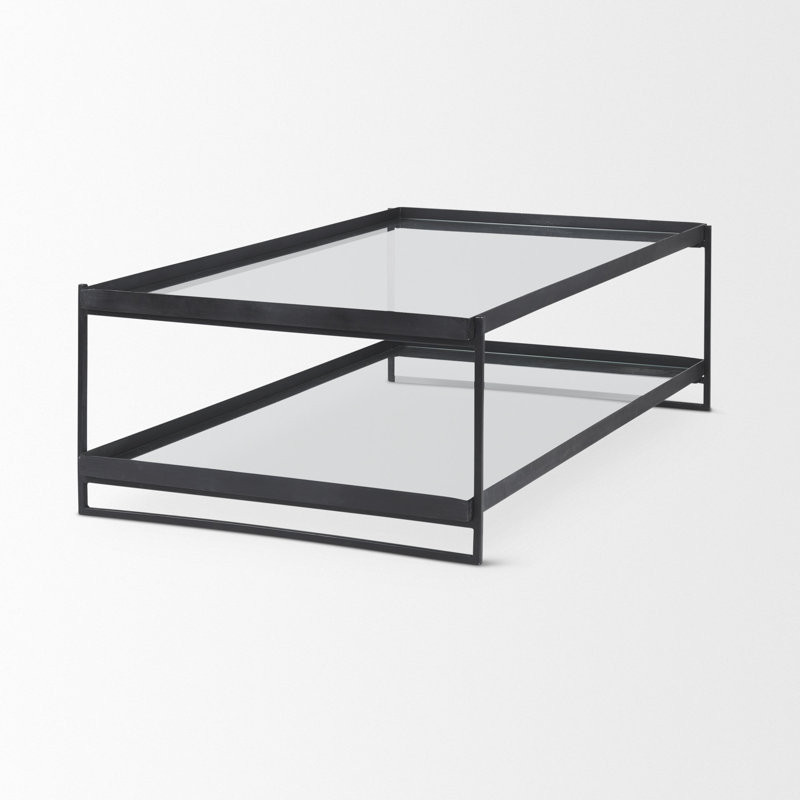 Trey Glass Top Single Coffee Table, Black