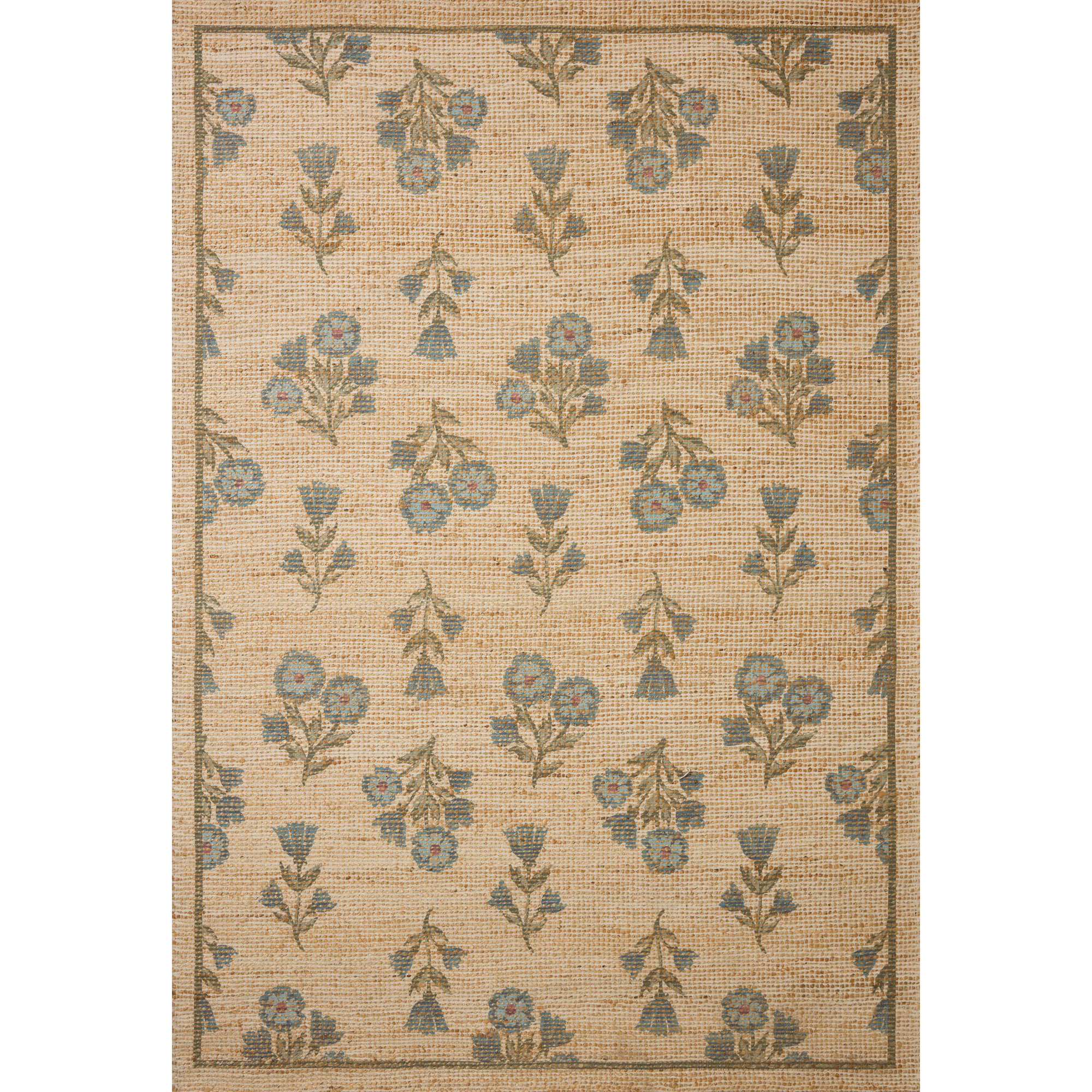 Rue Moss / Blue Area Rug, Rectangle 7'6" x 9'6"