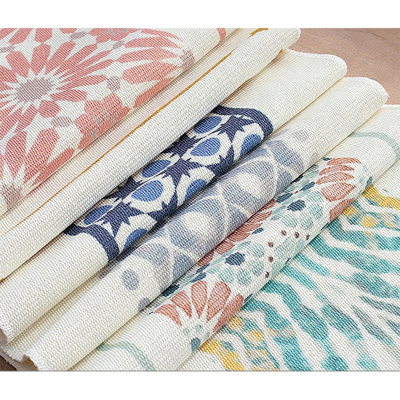 Ensemble de 4 napperons de table en coton tressé bleu-gris