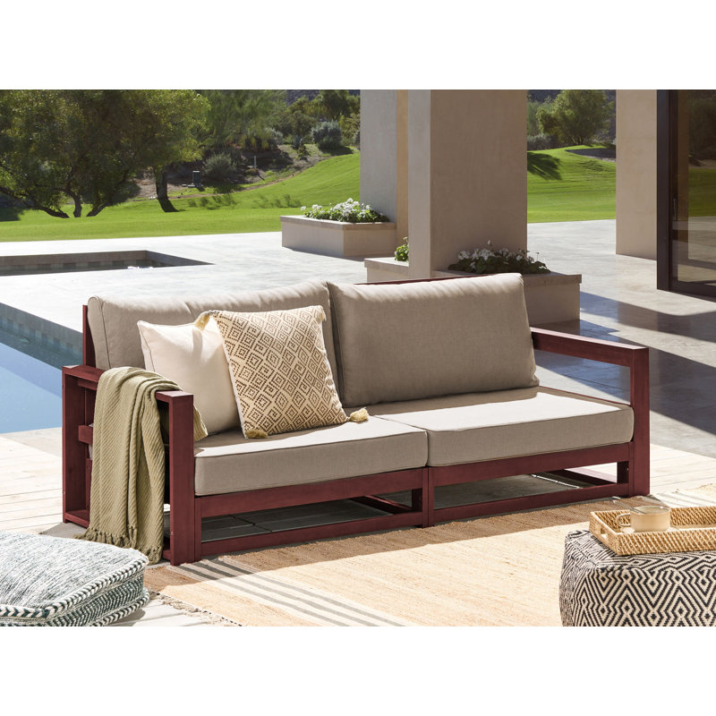 Sione 184cm Wide Mahogany Loveseat with Cushions, Mahogany Brown