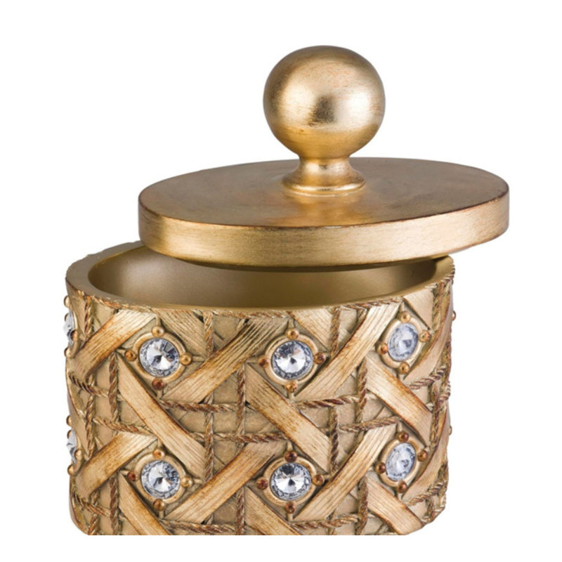 Grande boîte à bijoux 9 "en polyrésine" Malha "avec finition dorée