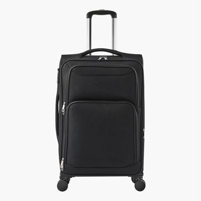 24-Inch Softside Expandable Luggage with Spinner Wheels Checked Suitcase Black