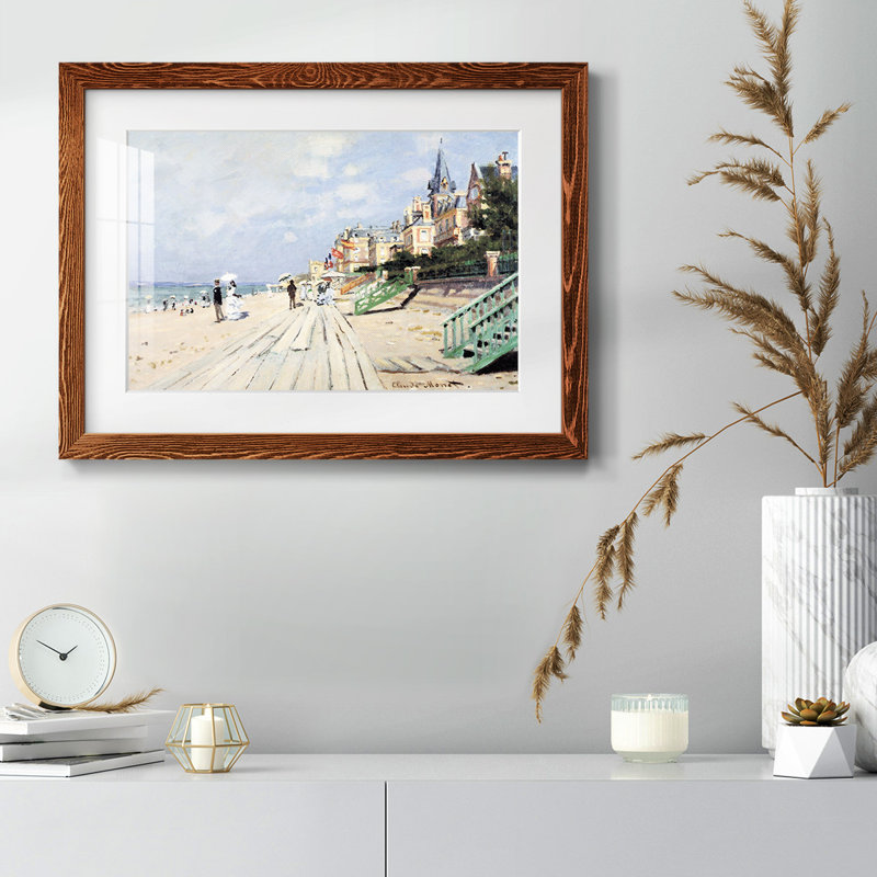 «Beach at Trouville» par Claude Monet - reproduction d'un seul cadre, Érable, H 28 po x l 42 po x P 1,5 po