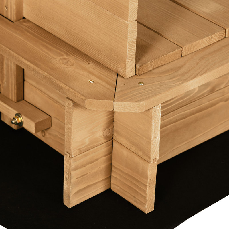 Outsunny x Solid Wood Sandbox, Brown