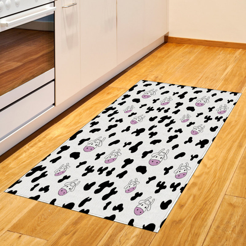 Cow Print High Density Long Fiber Poly Threads Decorative Area Rug Carpet, Rectangle 2'7" x 5'