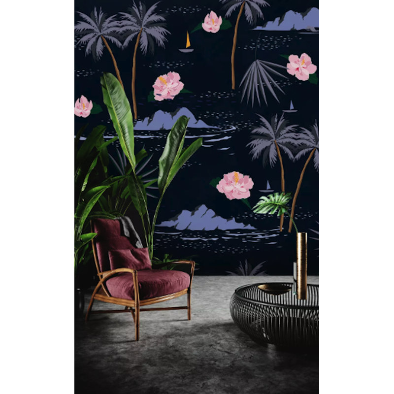 Papier peint amovible paysage de palmier foncé forêt tropicale, L 9 po x l 15 po