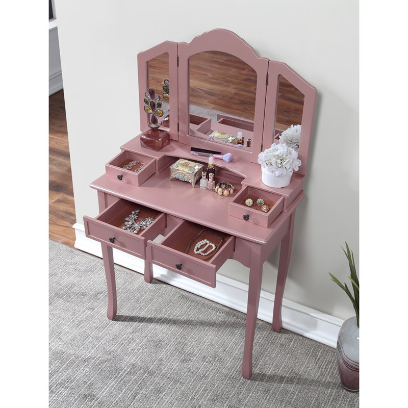 Ensemble coiffeuse et tabouret en bois Sanlo