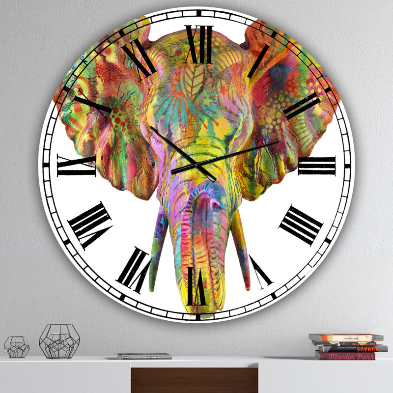 Horloge murale surdimensionnée Rainbow Elephant, Moyen