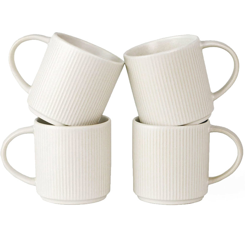 Grande tasse à café en grès Azal, Blanc mat, 12 oz