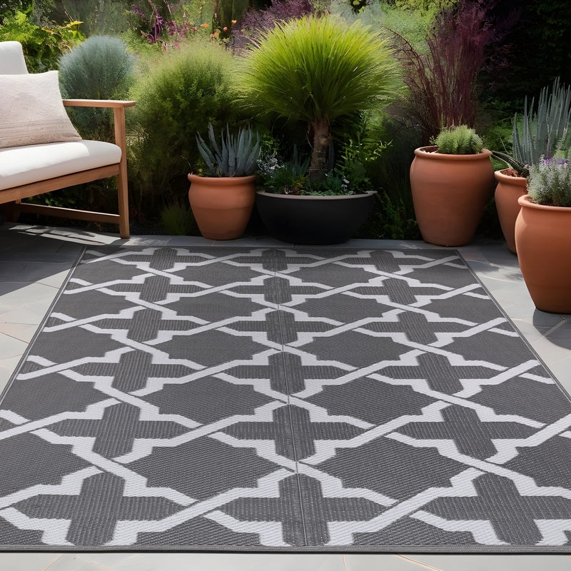 Tapis d'extérieur blanc réversible Aldo, Rectangle 6 pi x 9 pi