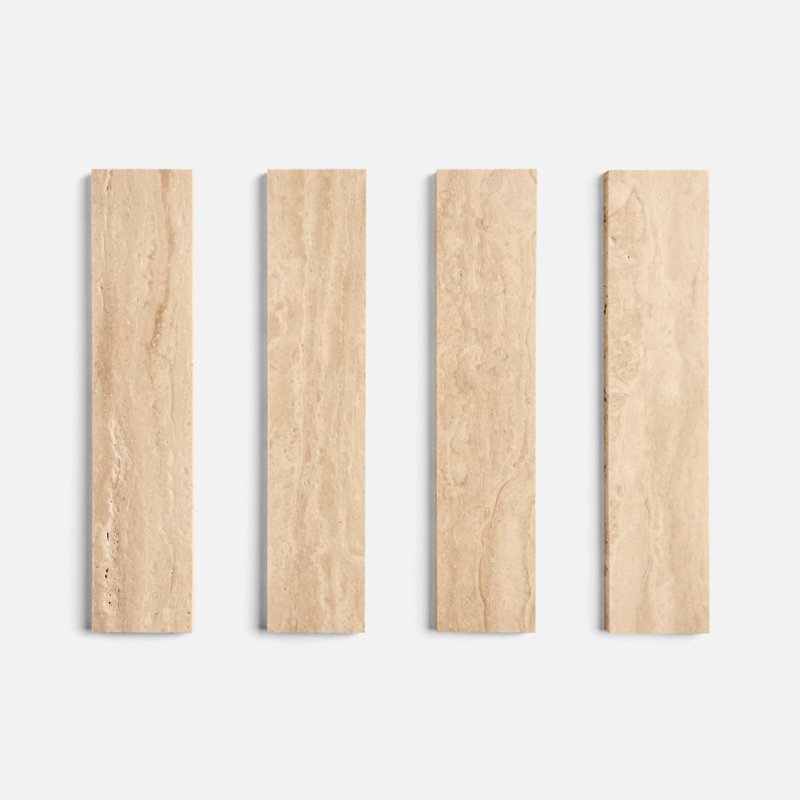 Travertine 2.5x12 Filled Brushed Vein Cut Tile, Classic Brushed