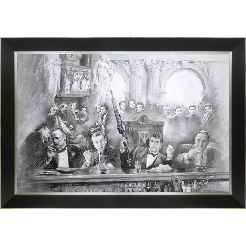 Patrons de la mafia classique Brando, DeNiro, Pacino, Gandolfini - Gangsters 33,5 po x 23,5 po