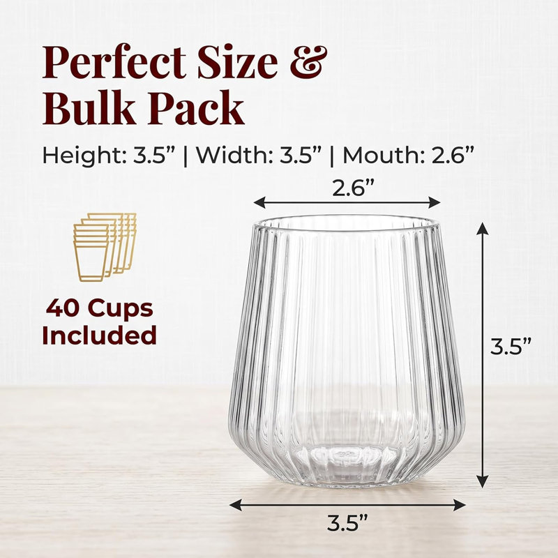 40-Piece 14 oz Clear Plastic Wine Glasses