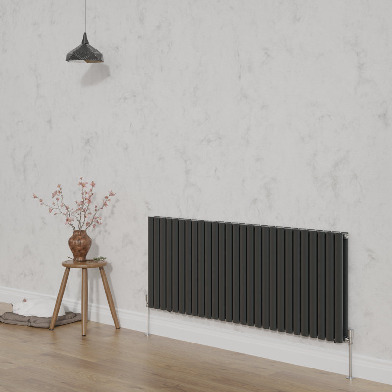 Shirly Horizontal Oval Panel Radiators, Anthracite, 60cm H x 159.3cm W, 2