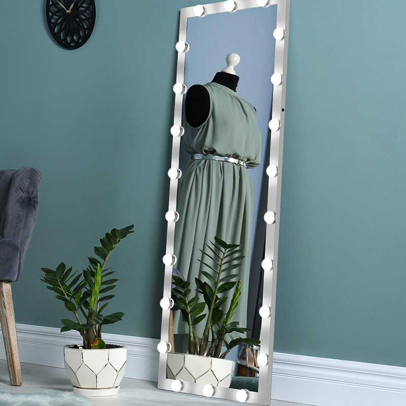 63X24 Inch Full Body Vanity Mirror With Lights: Silver, 3 Modes, Touch Button, Frame, For Bathroom & Cloakroom Silver Standing Modes: 63X24x1 Inch, Control, Bedroom Entrance