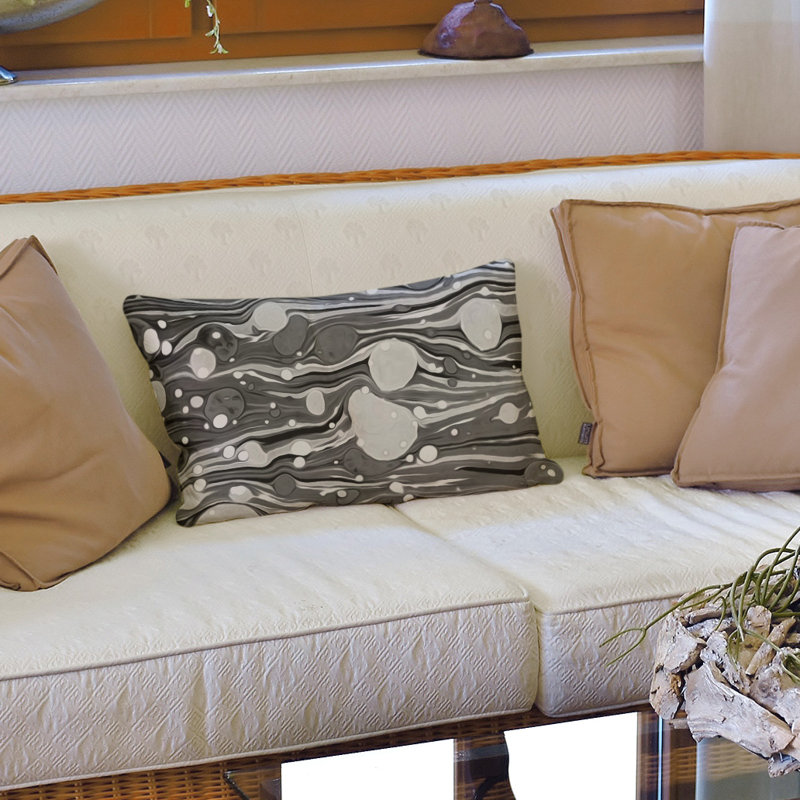 Coussin Swirls, 14 po x 20 po, Bourre en polyester, Noir / blanc