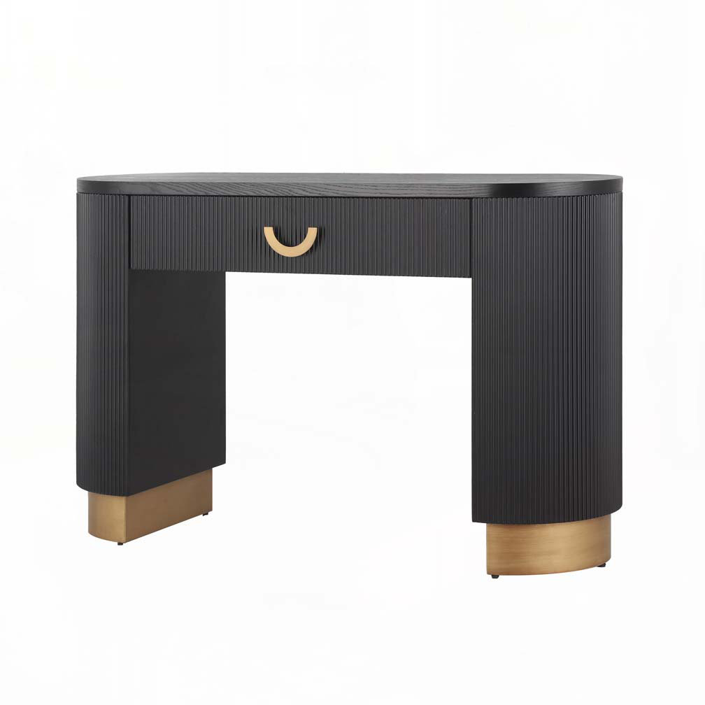 Everly Quinn Console Table with Vertical Ribbed Design, Compact Storage ...
