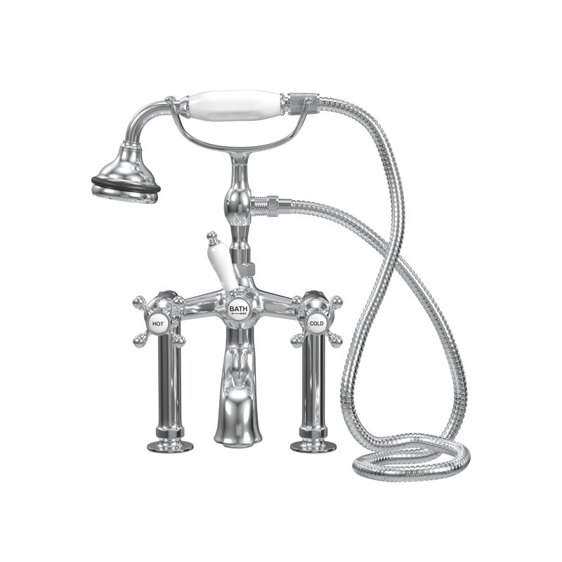 2 Handle Bathroom Clawfoot Tub Faucet with Diverter, Chrome