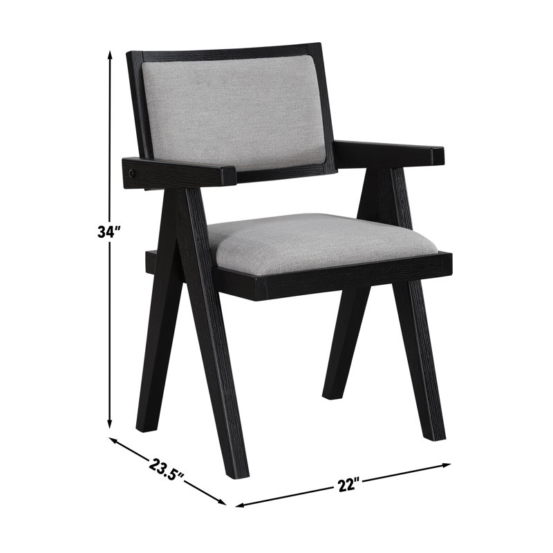 Lixy Magnolia Black Solid Wood and Upholstered Arm Chair
