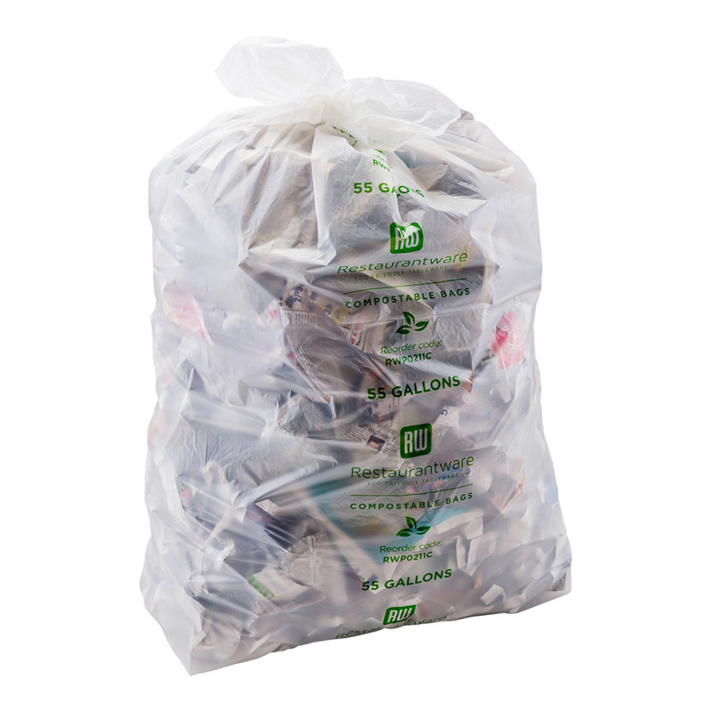 Plastic Trash Liners - 100 Count, 55.1" H x 24.4" W x 0.03" D