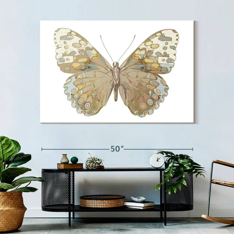 Papillon Brampt en taupe et bleu, H 34 po x l 51 po