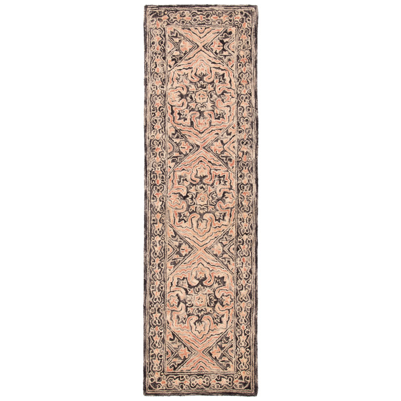 Tapis noir / rouge Rubalcava, Tapis de couloir 2 pi 3 po x 8 pi