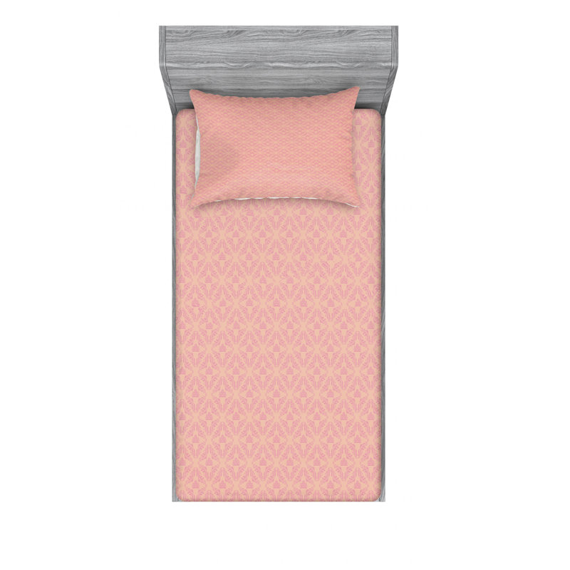 Microfiber Damask Sheet Set, Twin Sheet Set with Fitted Sheet