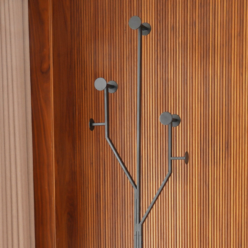 Steel Freestanding 8 - Hook Coat Rack with Elegant Marble Base, Rectangular Tube Tree-Shaped Style