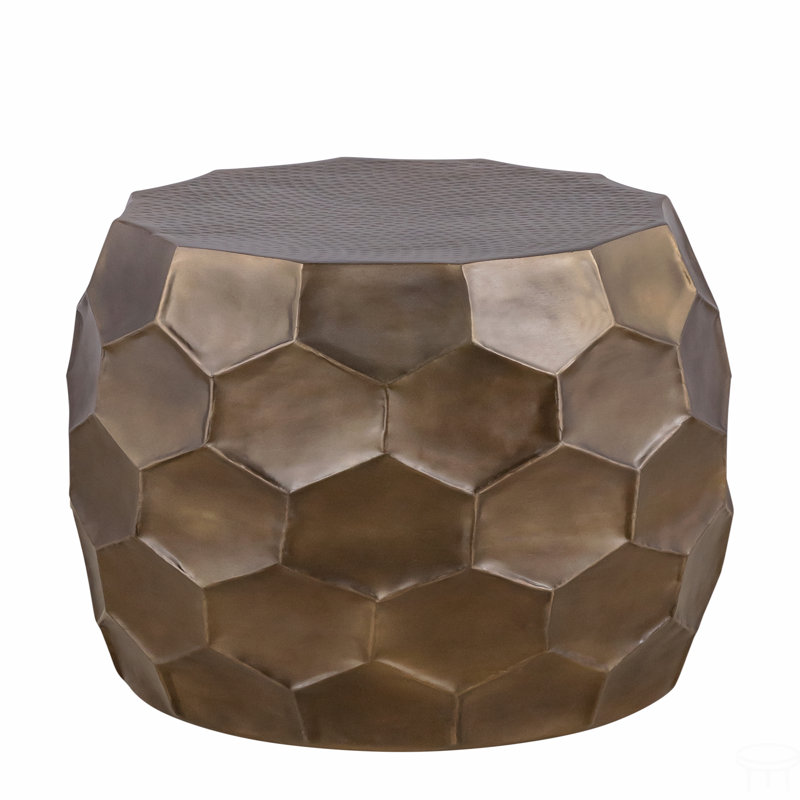 Modern Contemporary Aluminum Material 21" Height End Table, Side Table With Glossy Diamond-Patterned Base