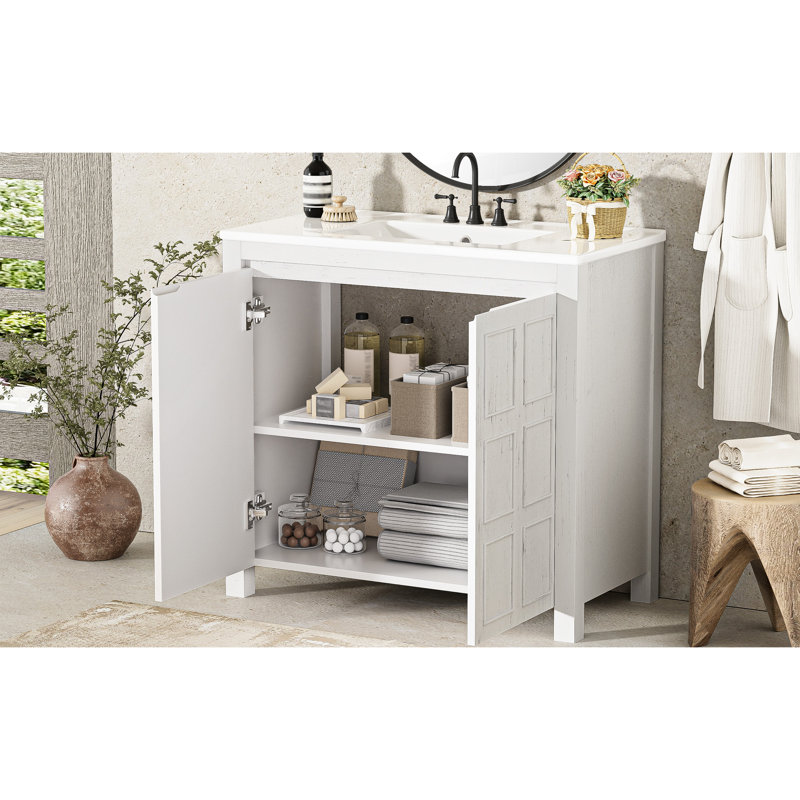 Urbank Single Bathroom Vanity with Ceramic Top