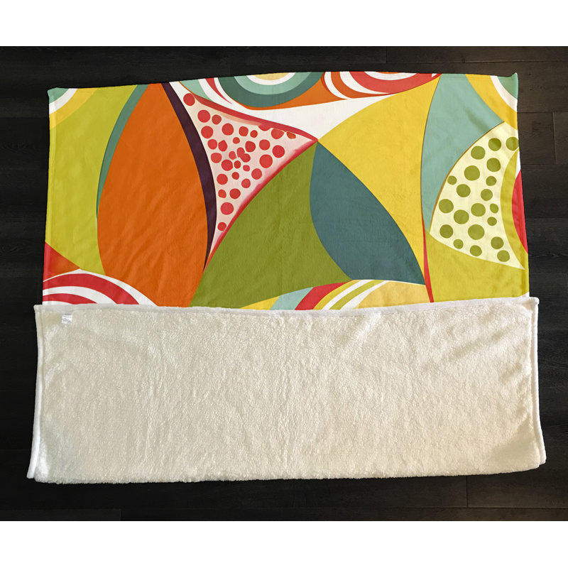 Throw Blanket, 51" W x 60" L, Geometric Shapes/Abstract, Red/Green/Blue/Yellow