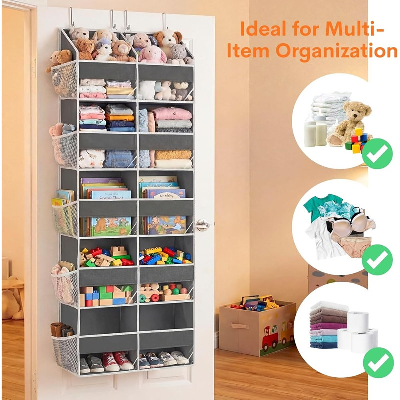 Rangement à 5 niveaux au-dessus de la porte - Très grand rangement avec 10 compartiments, garde-robe robuste et rangement de pièce
