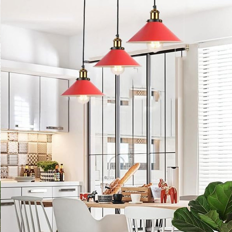 Latshaw 3-Light Kitchen Island Cone Pendant, Red