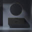 Meuble-lavabo de salle de bain avec lavabo mural noir avec lavabo en céramique-124572167-124579429