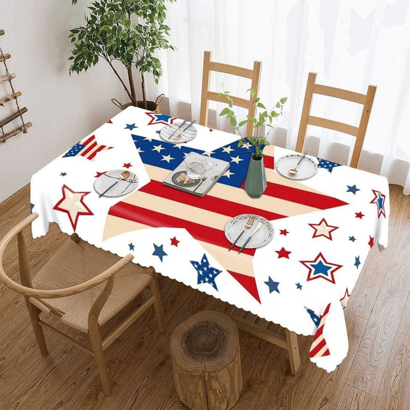 Housse de table rectangulaire à bords festonnés 60 x 120 po Star Stripe Design