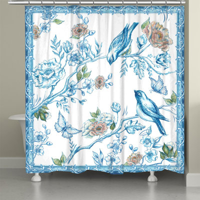 Chinoiserie Blushing Birds Shower Curtain