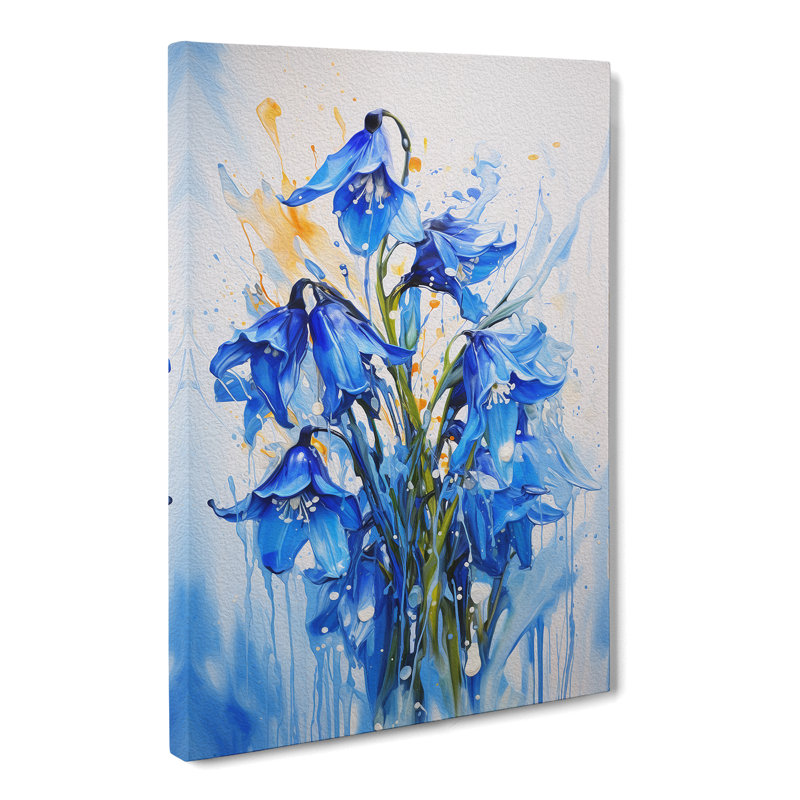 Bluebell Flower Action Painting No.2 - Wrapped Canvas, 60cm H x 40cm W x 3cm D