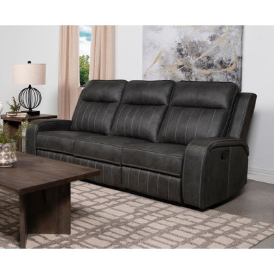 Upholstered Track Arm Motion Sofa Grey