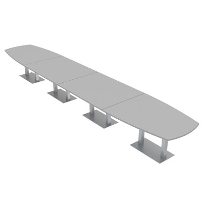 Arc Boat Shaped Conference Table with Double Base