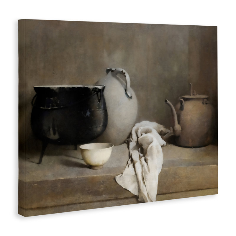 Nature morte vintage sur toile, par Riley B, H 36 po x l 48 po