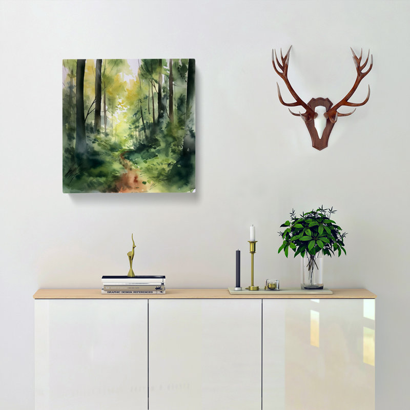 Forest Watercolour No.2 - Wrapped Canvas, 50cm H x 50cm W x 3cm D