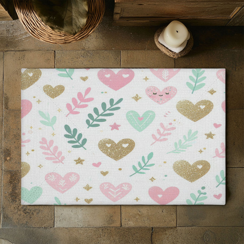 Adorable Love Patterns Braided Rug, Rectangle 3' x 5'