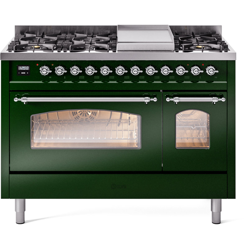 ILVE Nostalgie II 48 Dual Fuel Range , Emerald Green/Chrome, Natural Gas