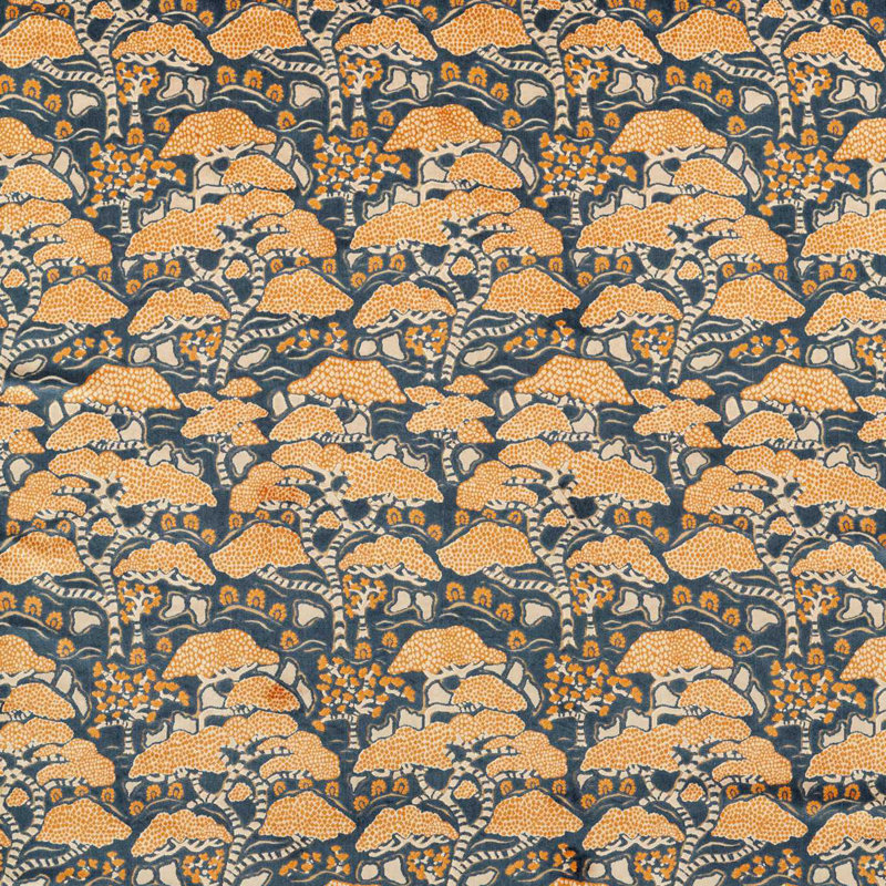 Bonsai & Gingko Fabric, Midnight/Orange