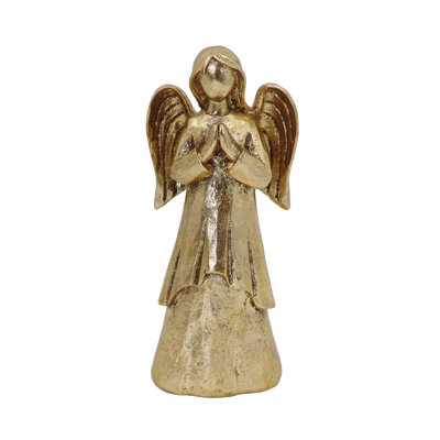 Figurine élégante en ange priant en résine dorée - Superbe objet de décoration pour Noël et toute l'année à l'intérieur - Décoration de table parfaite et cadeau bien pensé pour les hôtesses et les proches
