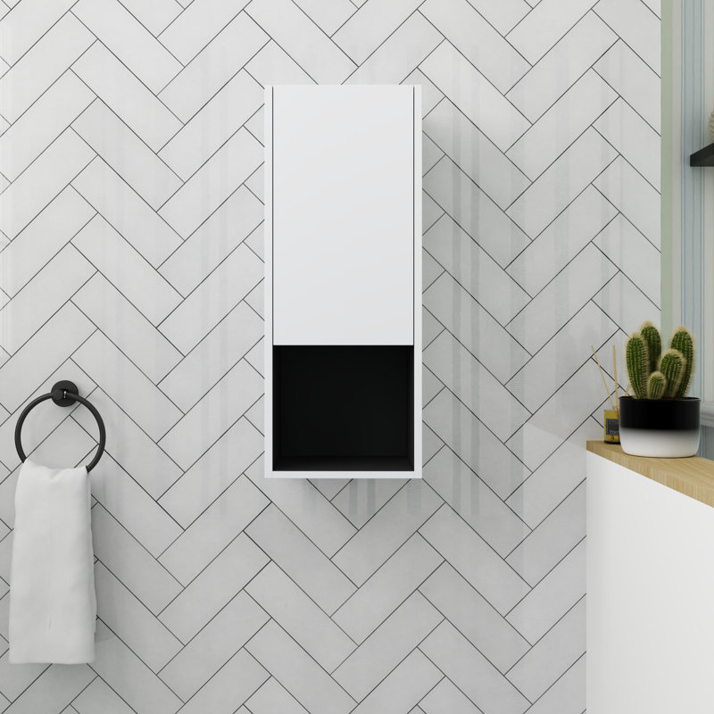 Rangement de salle de bain flottant 12 po avec porte à fermeture en douceur, Blanc