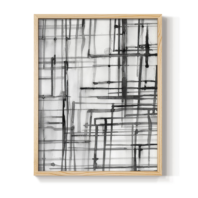 Line Meditation I, reproduction encadrée - bois massif, H 11 po x l 9 po