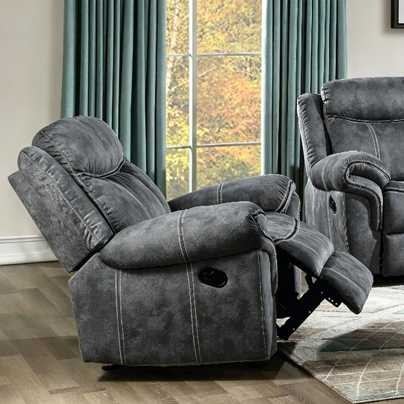 Fauteuil inclinable manuel en velours gris