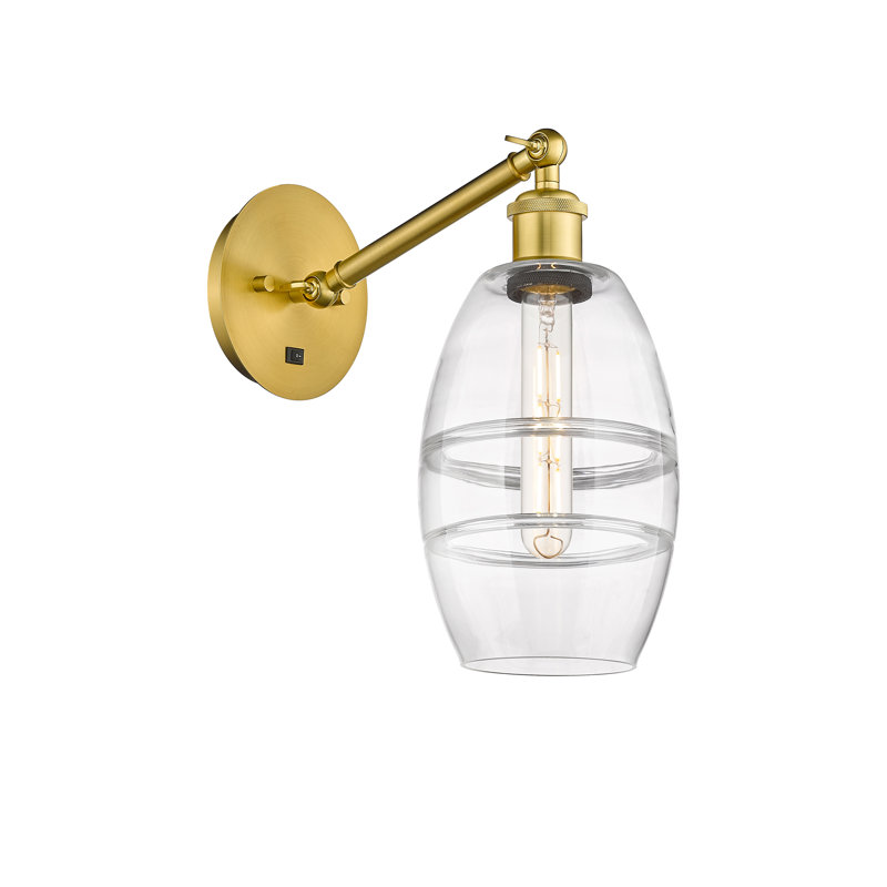 Dundrod Steel Armed Sconce, Satin Gold, Clear