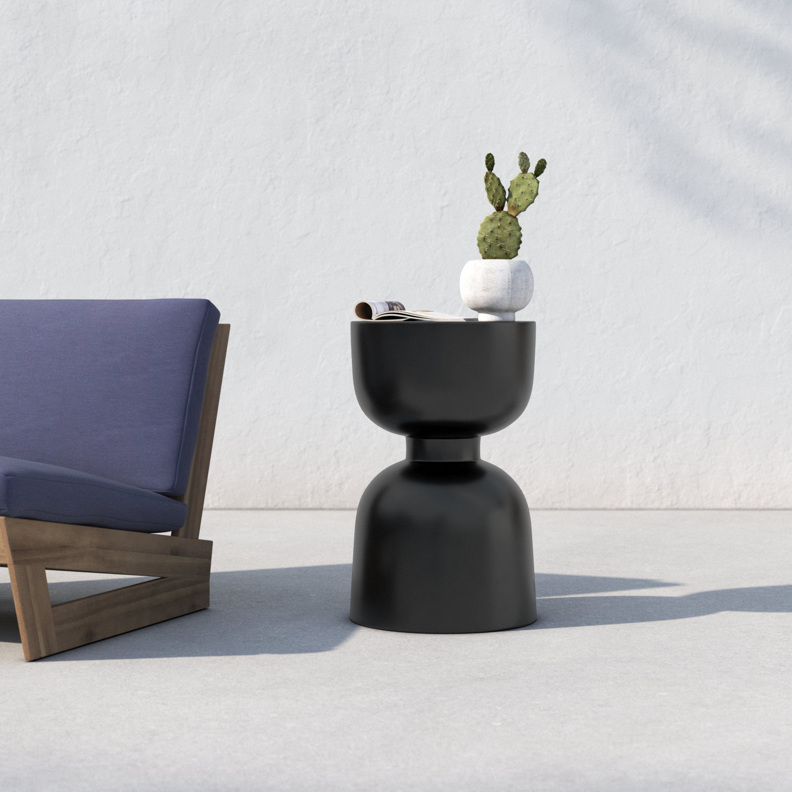 Cresson 15'' Stone Outdoor Side Table, Black